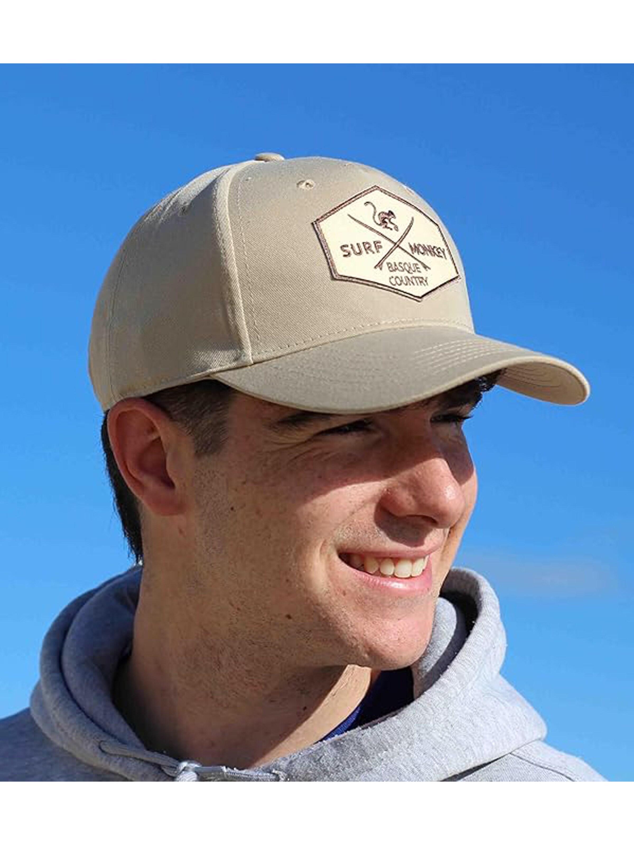 Surf Monkey Athletic Cap in Beige