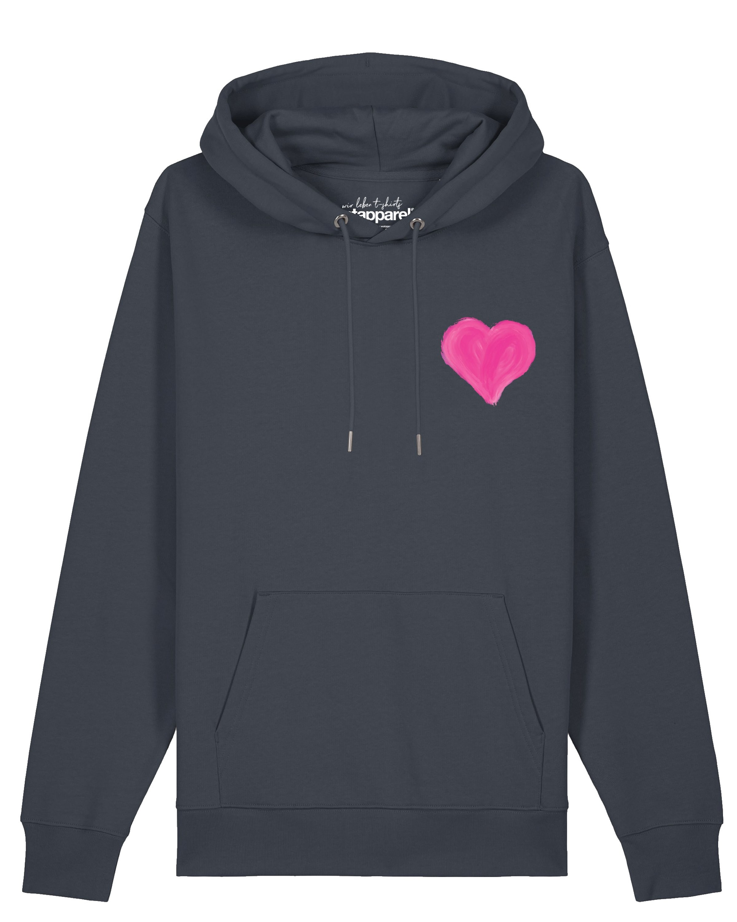 Watapparel Sweatshirt 'Pink Heart' in Grijs: voorkant