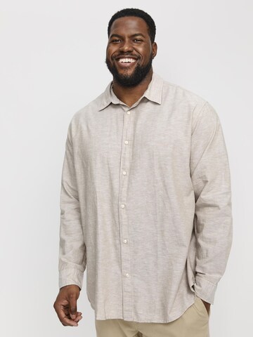 Jack & Jones Plus Regular fit Button Up Shirt 'JJEBreeze' in Beige
