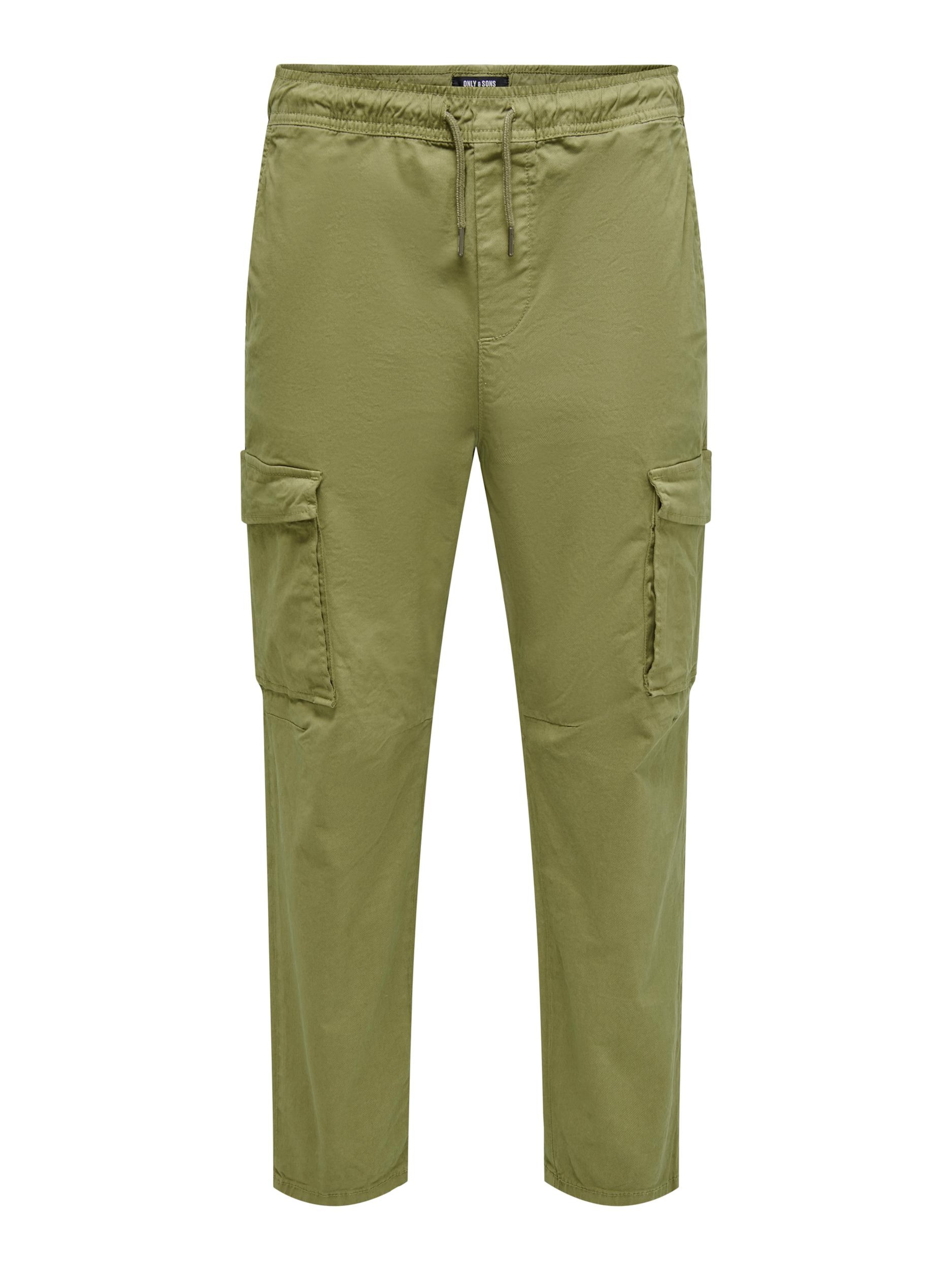 Only & Sons Tapered Cargo Pants in Green: front
