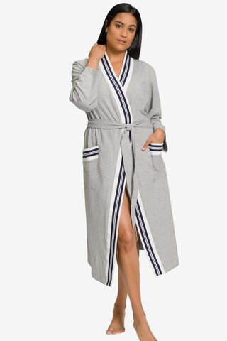 Ulla Popken Long Bathrobe in Grey: front