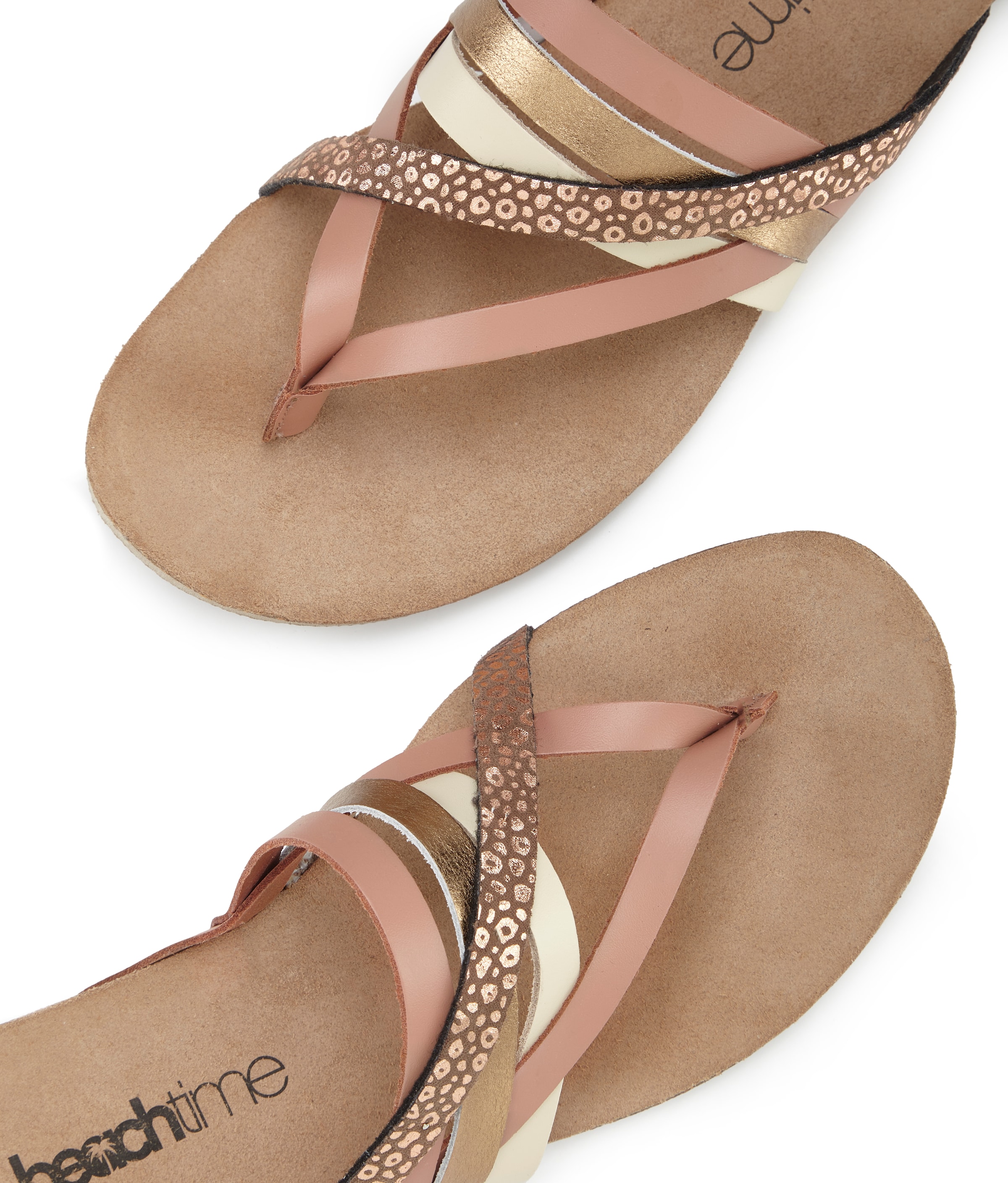 BEACH TIME T-Bar Sandals in Beige