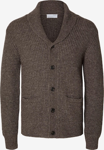 SELECTED HOMME Knit Cardigan 'LAND' in Brown: front