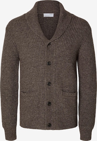 SELECTED HOMME Gebreid vest 'LAND' in Bruin: voorkant