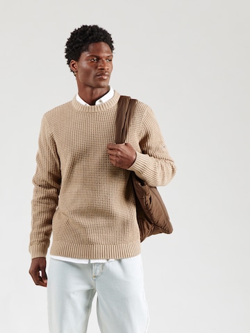 smėlio JACK & JONES Megztinis 'JJLINK': priekis