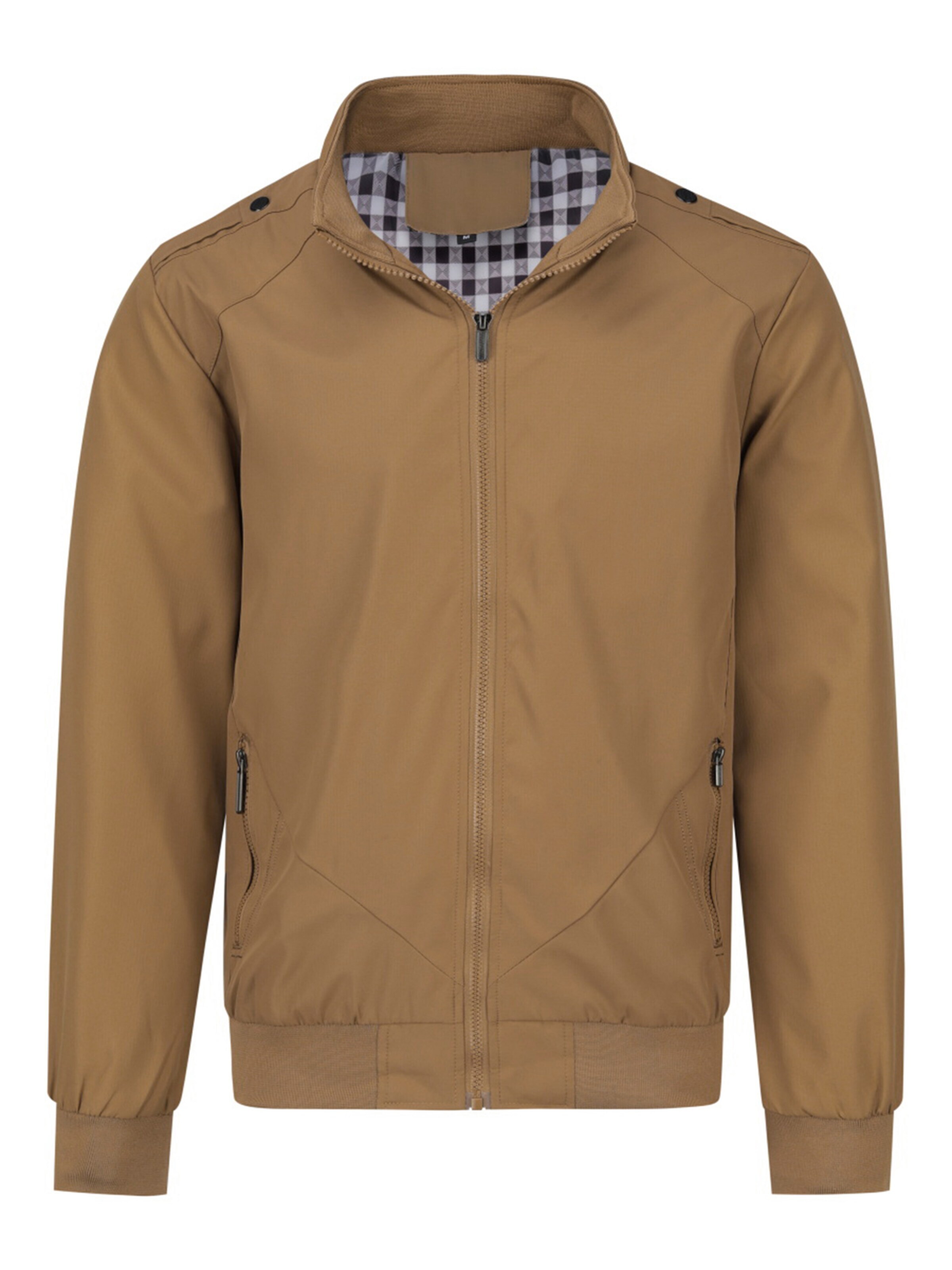 YOUTHUP Between-Season Jacket 'Stehkragen' in Brown: front