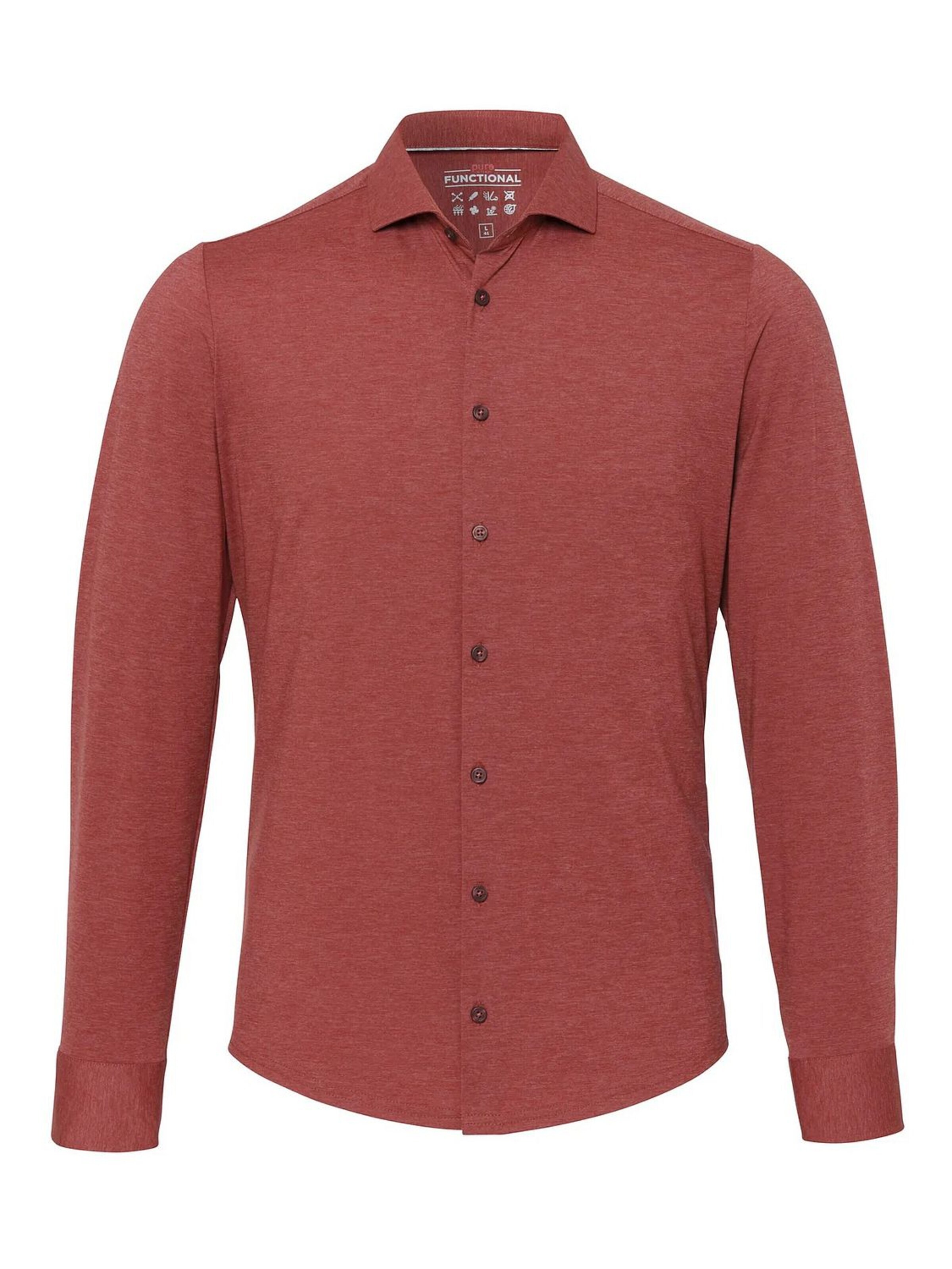 PURE Slim fit Button Up Shirt in Red: front
