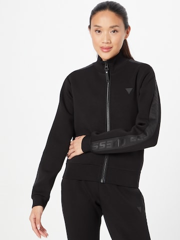 GUESS Zip-Up Hoodie 'New Allie' in Black: front