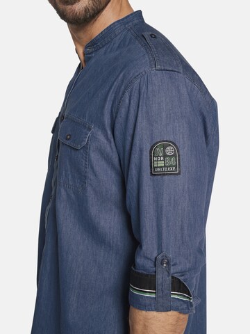 Jan Vanderstorm Comfort fit Button Up Shirt ' Berde ' in Blue