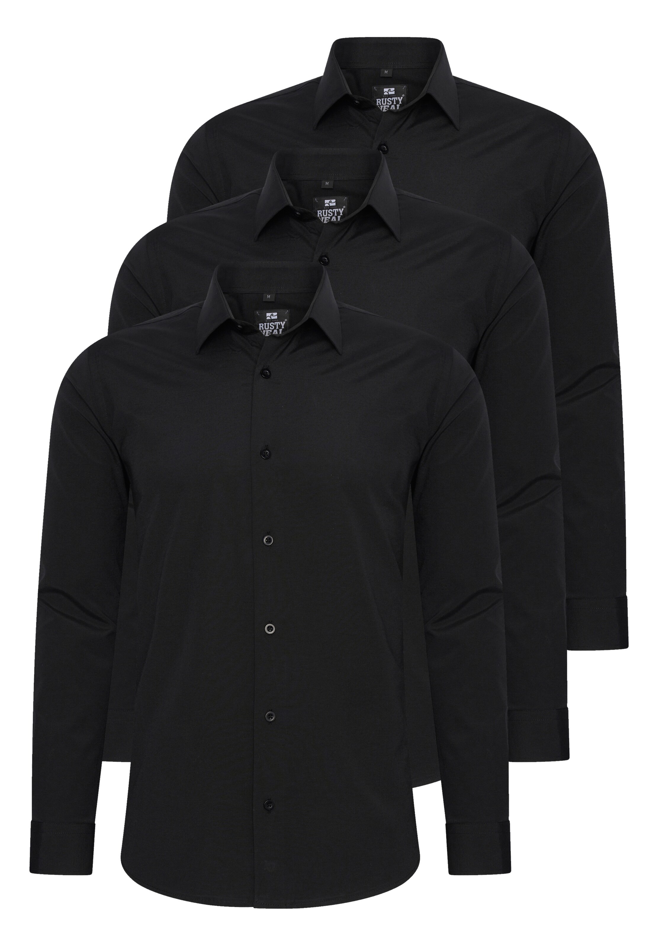 Rusty Neal Slim fit Overhemd in Zwart: voorkant