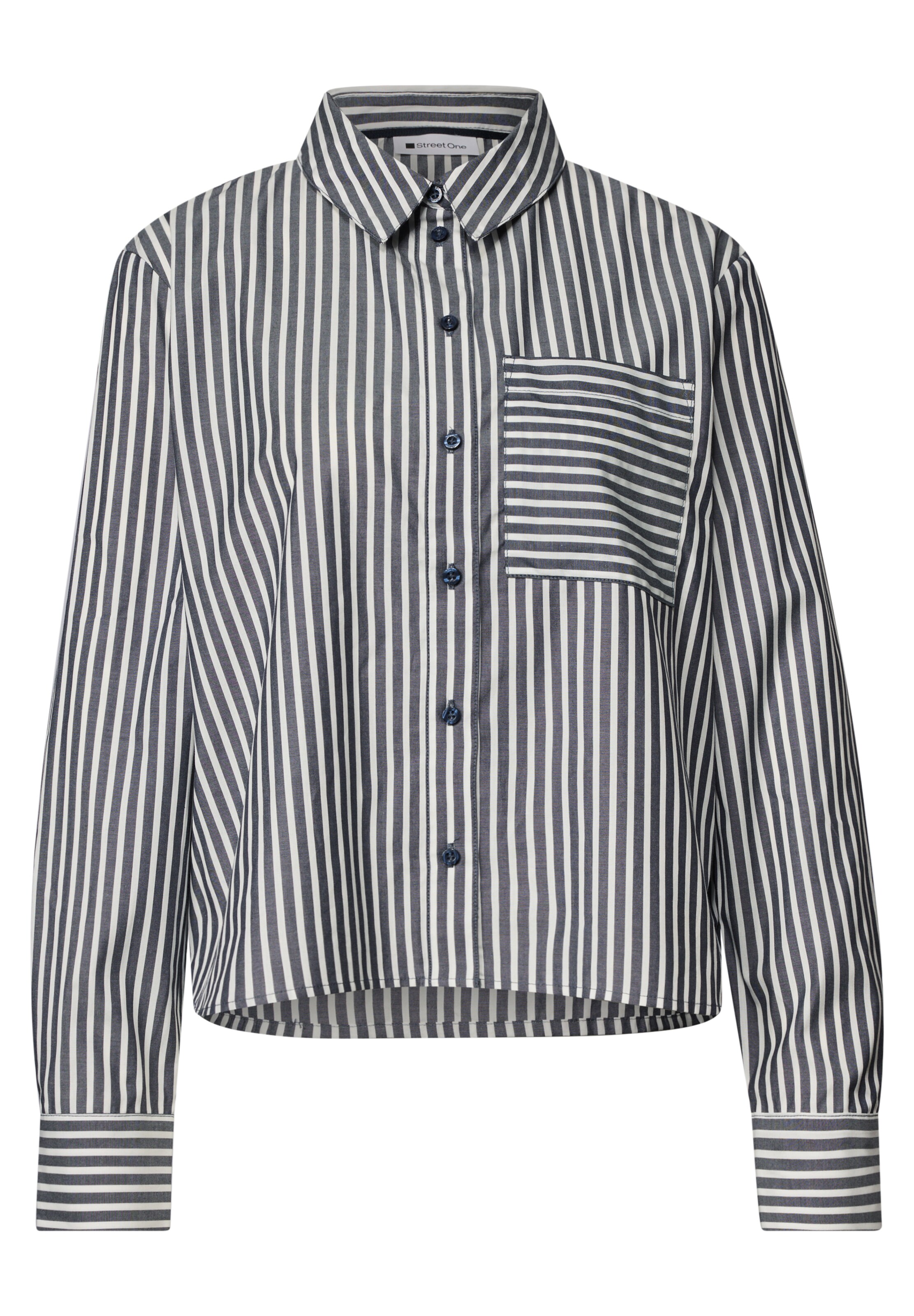 STREET ONE Bluse in XS in dunkelblau / weiß, Produktansicht