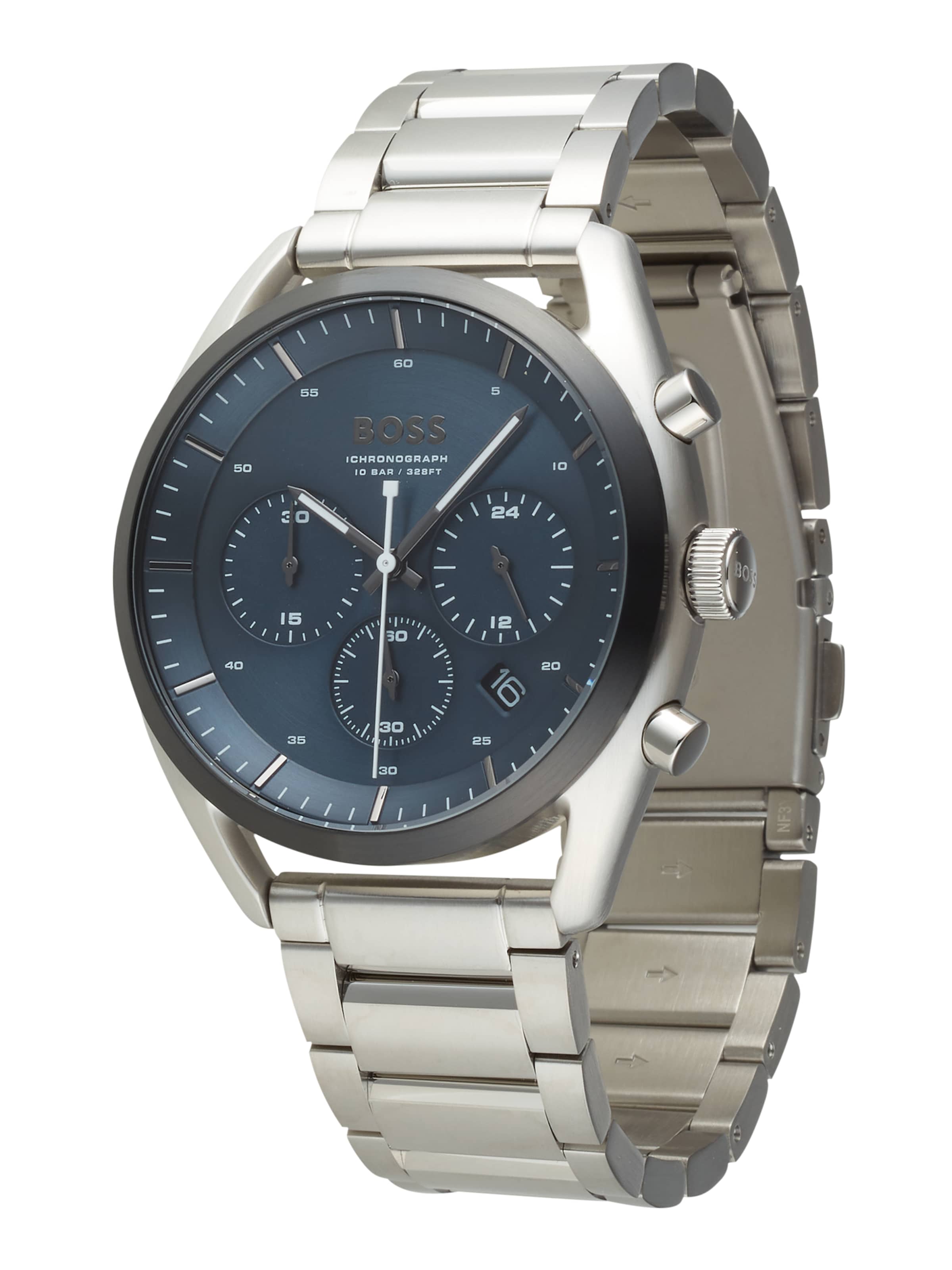 Montre à affichage analogique 'TOP' BOSS en argent : devant