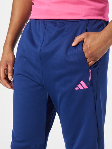 ADIDAS PERFORMANCE Tapered Workout Pants 'Train Icons 3-Stripes ' in Blue