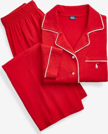 Polo Ralph Lauren Pyjama ' Long Sleeve Set ' in Rot: predná strana