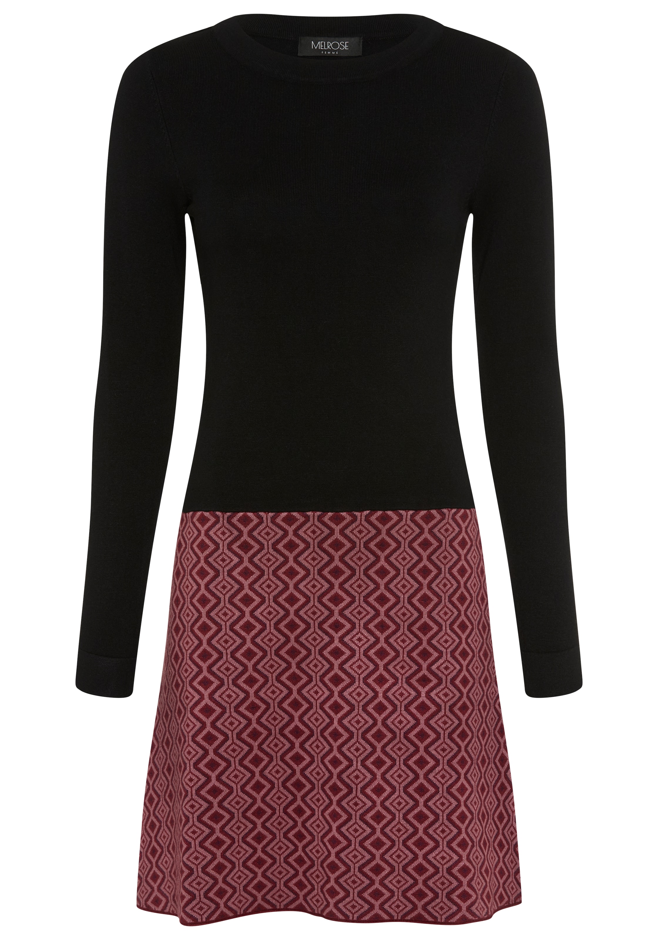 MELROSE Strickkleid in Schwarz: Vorderseite