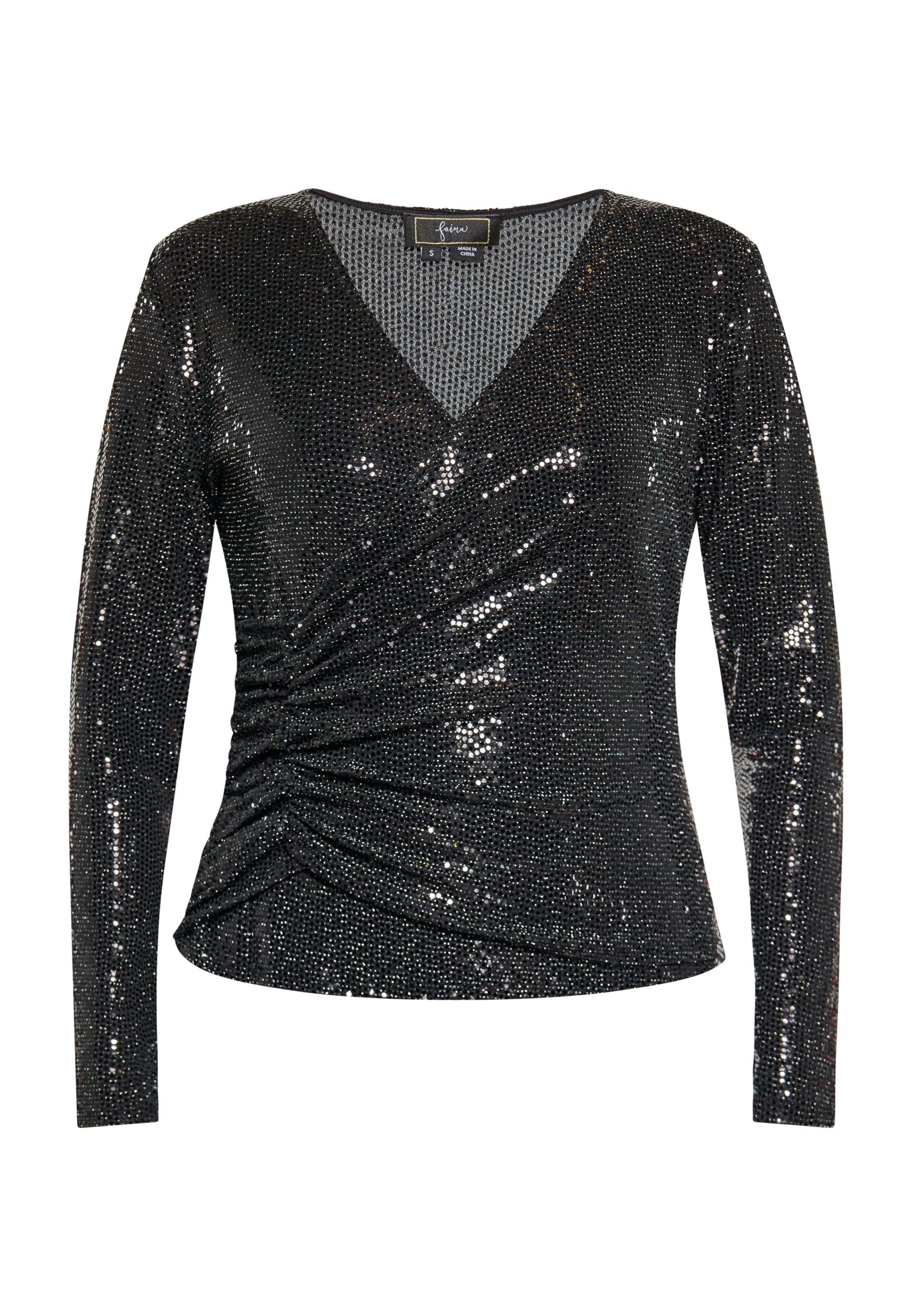 Camicia da donna di faina in nero: frontale