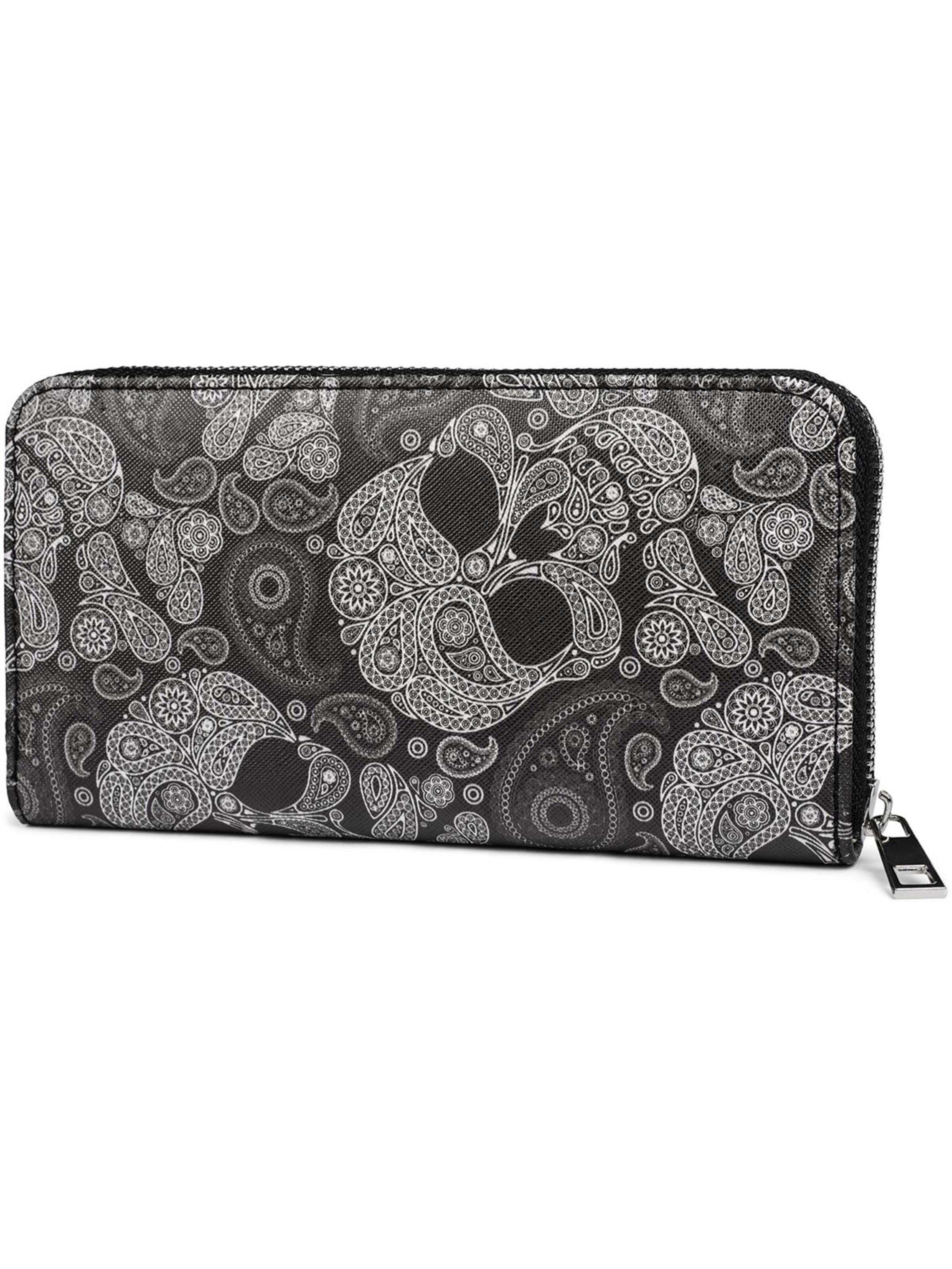 styleBREAKER Portemonnaie 'Geldbörse mit Totenkopf Paisley Print'‌‌‌‌‌‌‌‌‌‌ in Schwarz