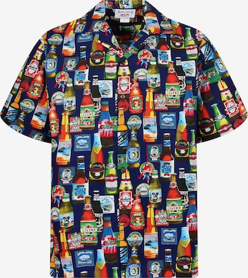 Pacific Legend Regular fit Button Up Shirt 'Bierflaschen Allover' in Blue: front