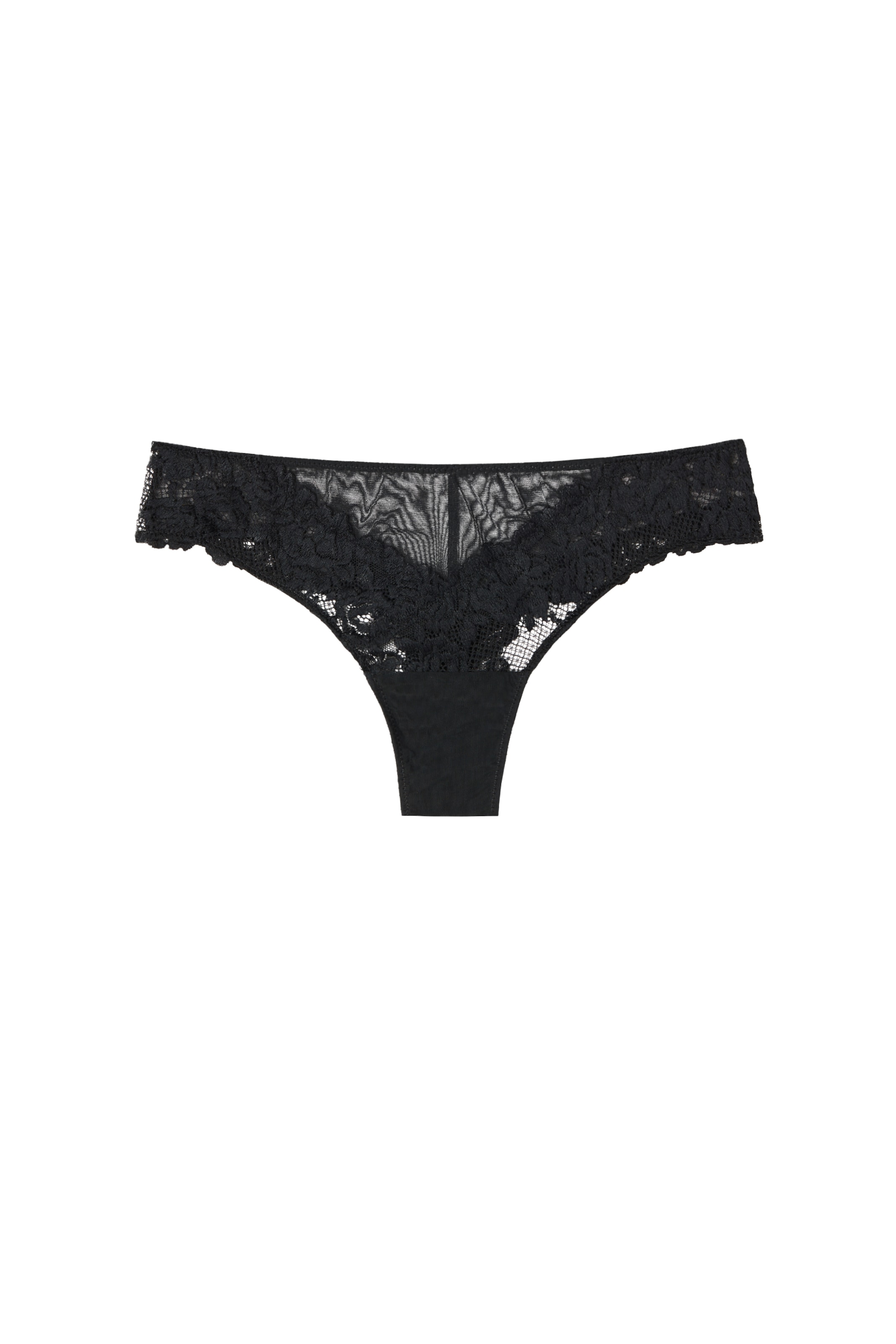 INTIMISSIMI Brazilian Slip 'Pretty Flowers' in Schwarz: Vorderseite