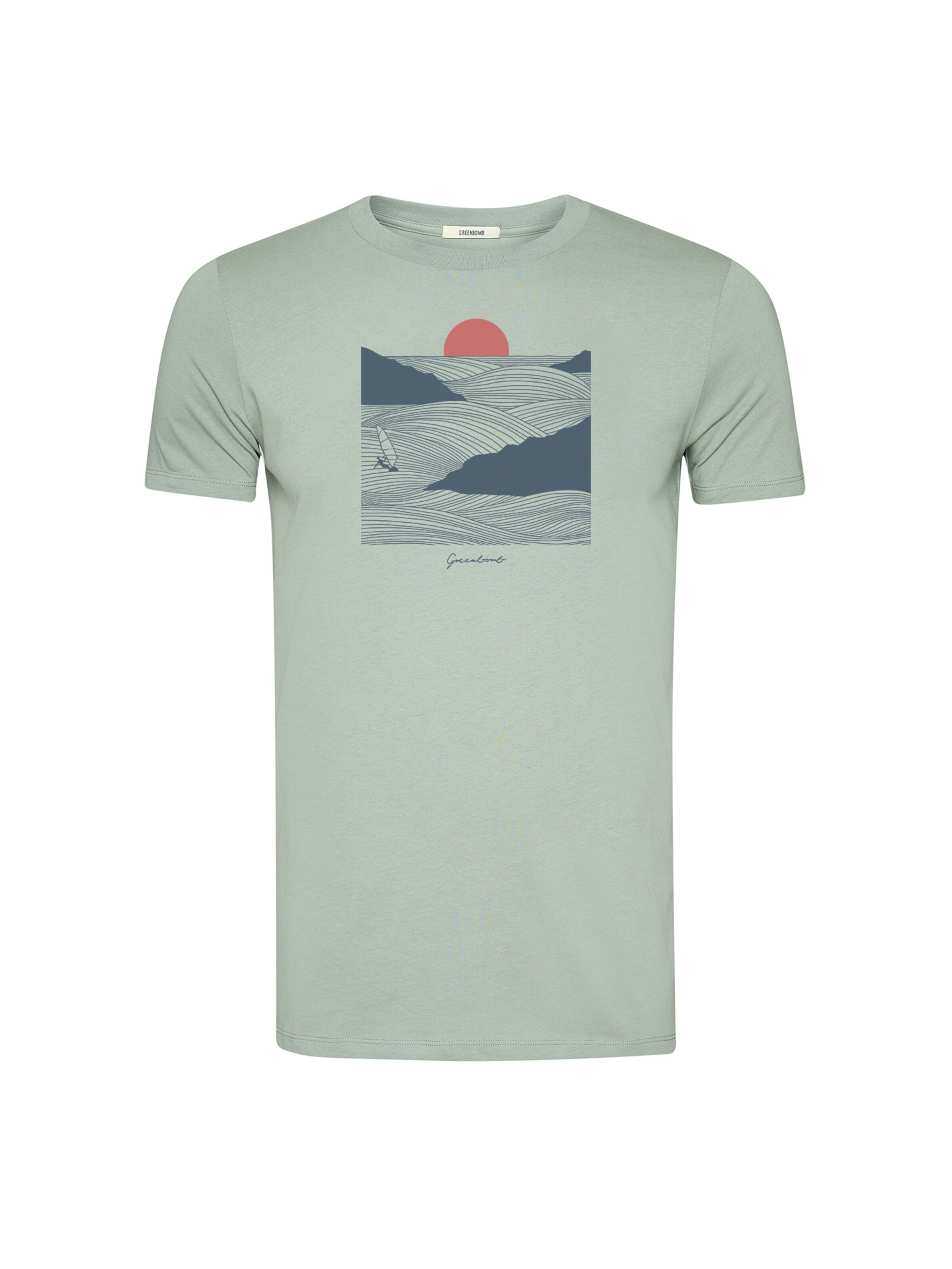 GREENBOMB T-Shirt 'Surf Cliff Guide' in Grün: Vorderseite