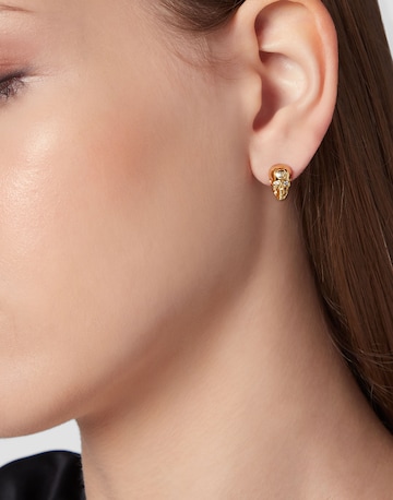 Philipp Plein - Brincos 'Skull' em ouro: frente