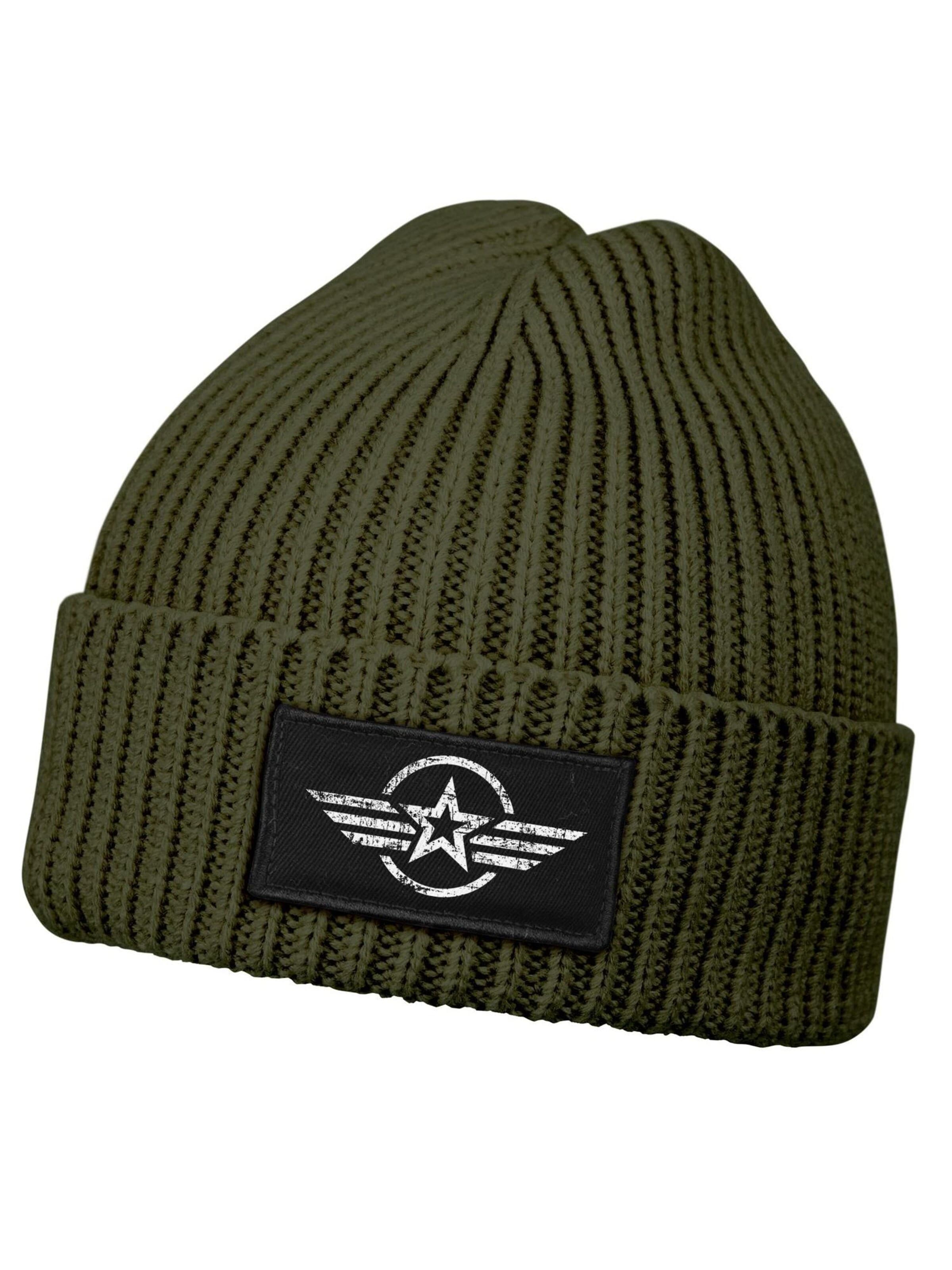 Neverless Mütze 'Airforce Wings'‌‌‌‌‌ in Grün: Vorderseite