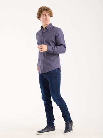 7Camicie - Ajuste estrecho Camisa de negocios en azul