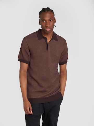 KnowledgeCotton Apparel Shirt in Bruin: voorkant