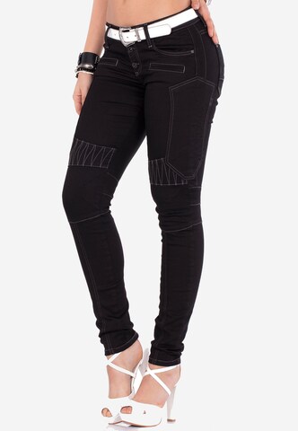 CIPO & BAXX Skinny Jeans 'Zigzag' in Schwarz