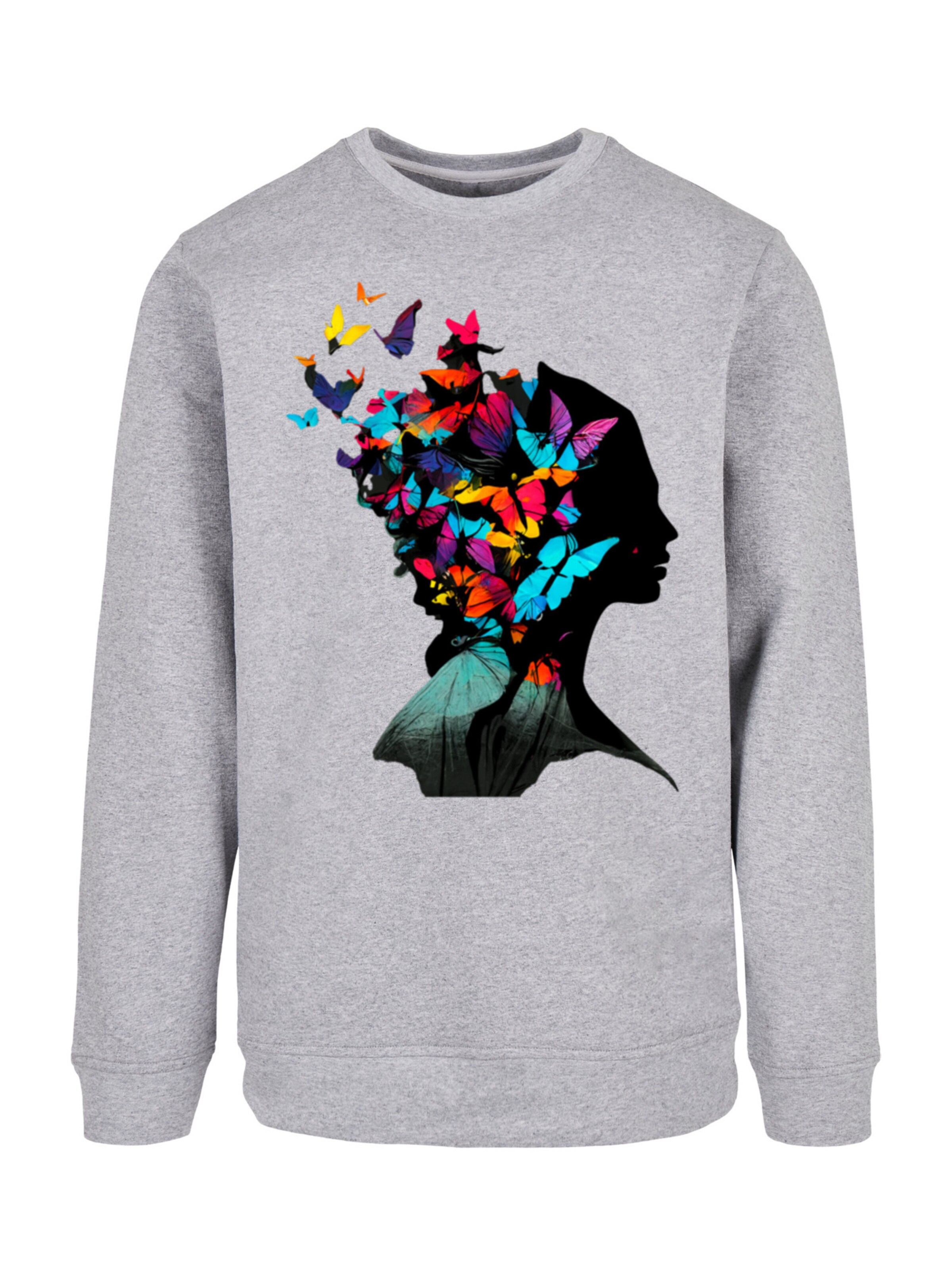 F4NT4STIC Sweatshirt 'Schmetterling' in Grau: Vorderseite