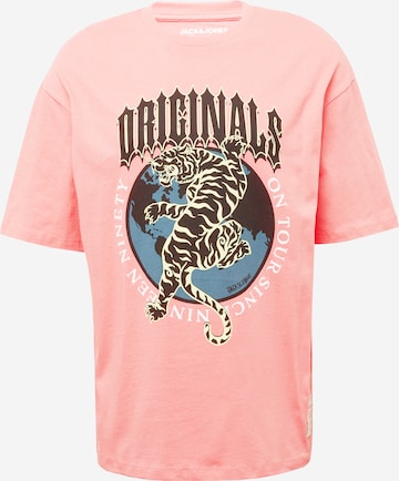 JACK & JONES T-Shirt 'WORLDTOUR' in Pink: predná strana