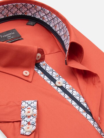 Slim fit Camicia business 'Iconic Poplin Stretch Man Shirt Short Sleeve Light Blue' di 7Camicie in arancione