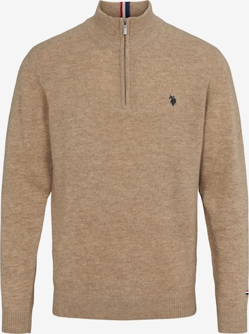 U.S. POLO ASSN. Sweater 'Kevin' in Beige: front