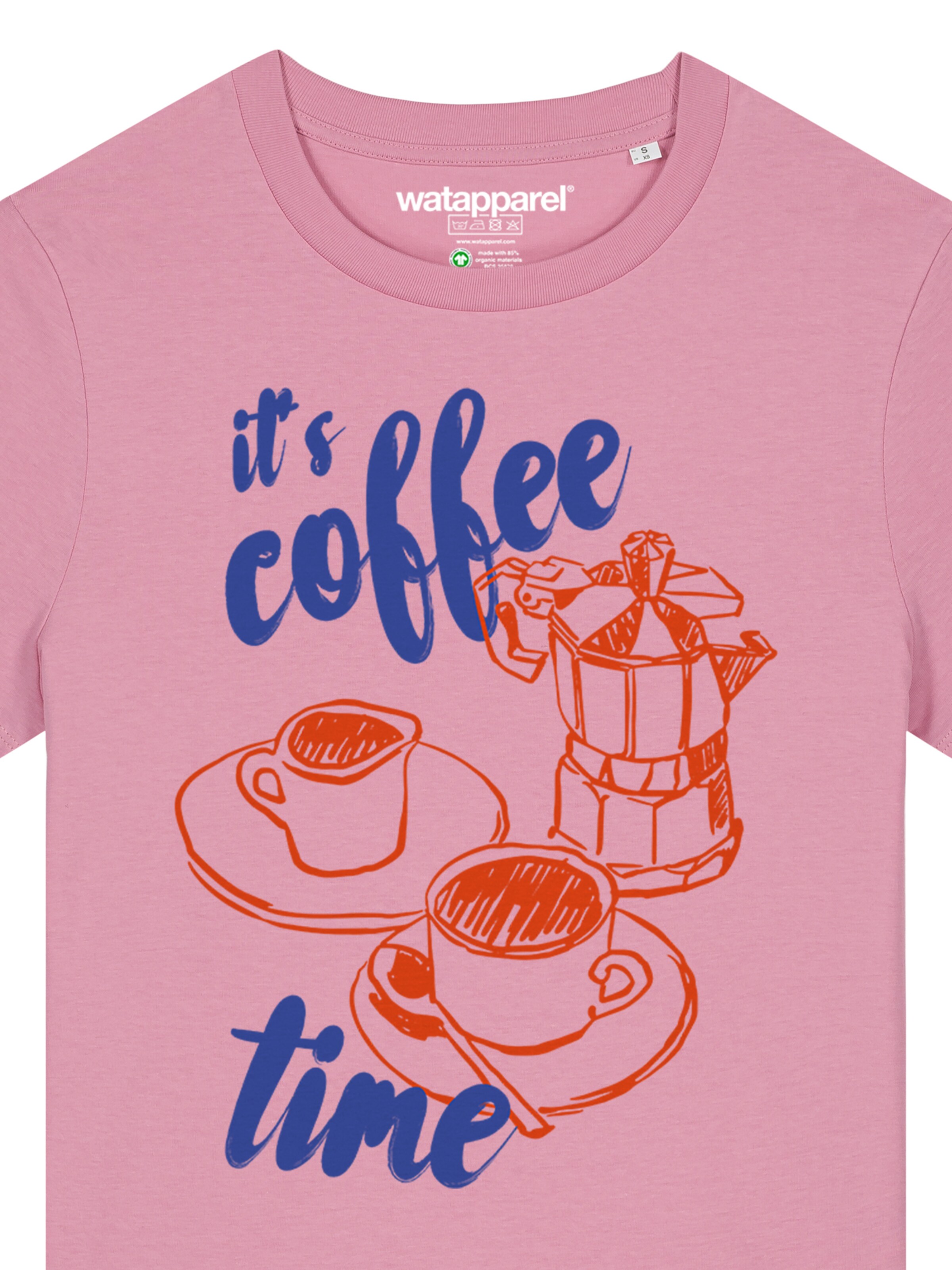 Watapparel Shirt 'Its Coffee Time' in Roze