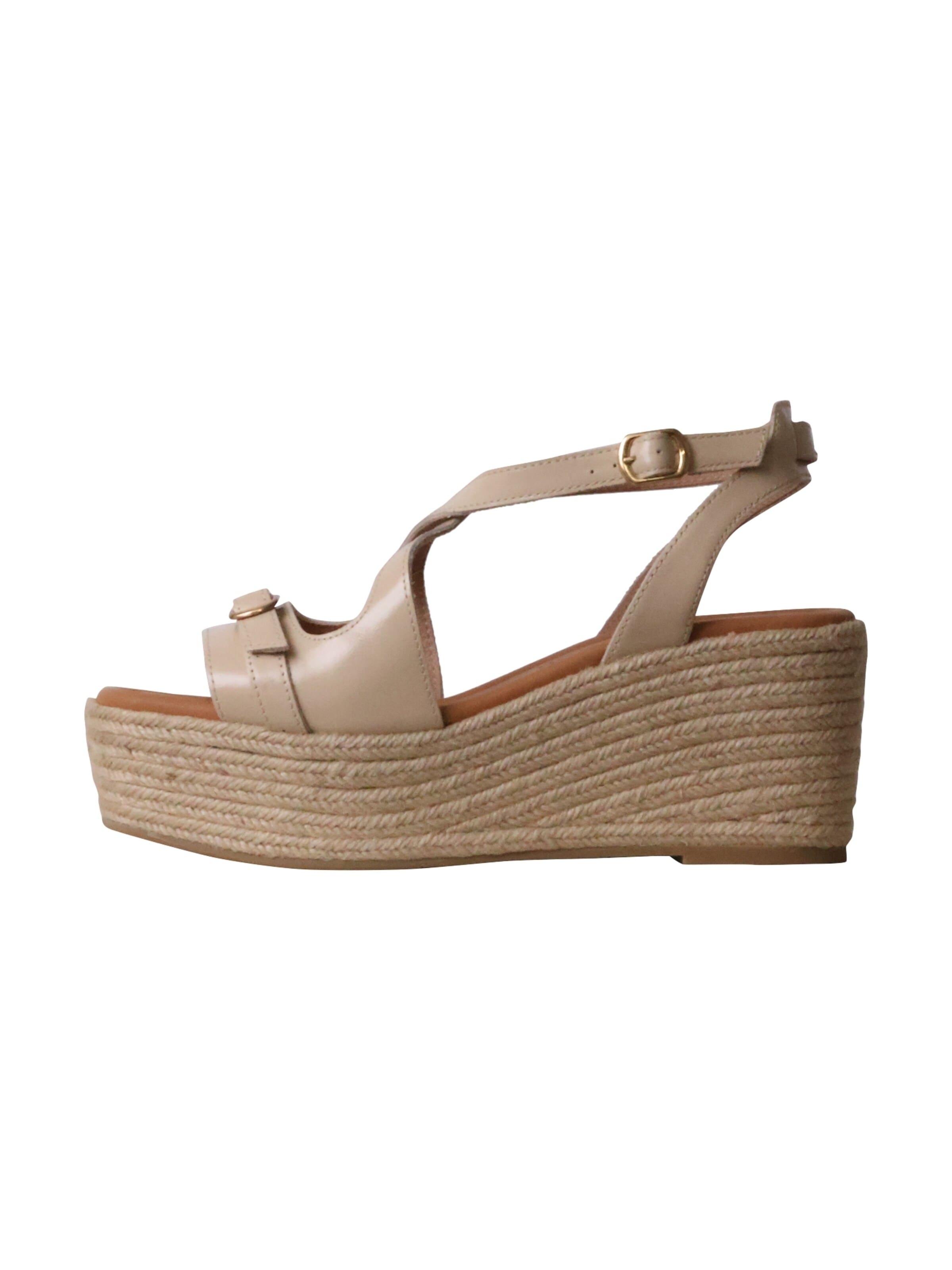 Sandales 'Napolie-Sandalen mit Keilabsatz aus Leder' Emilie Karston en beige