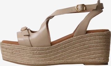 Sandales 'Napolie-Sandalen mit Keilabsatz aus Leder' Emilie Karston en beige : devant