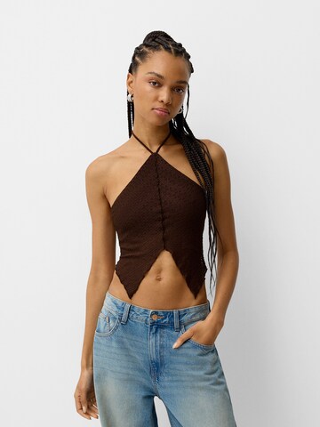 Bershka Broderad topp i brun: framsida