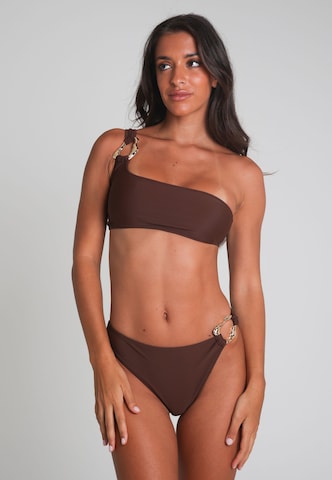 Moda Minx Bikini bottom 'Irregular Hoop' in Brown: front