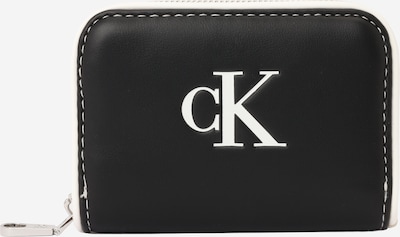 Calvin Klein Naudas maks 'Contrast Logo Textured Zip-around' pieejams One Size, krāsa - melns / balts, Preces skats