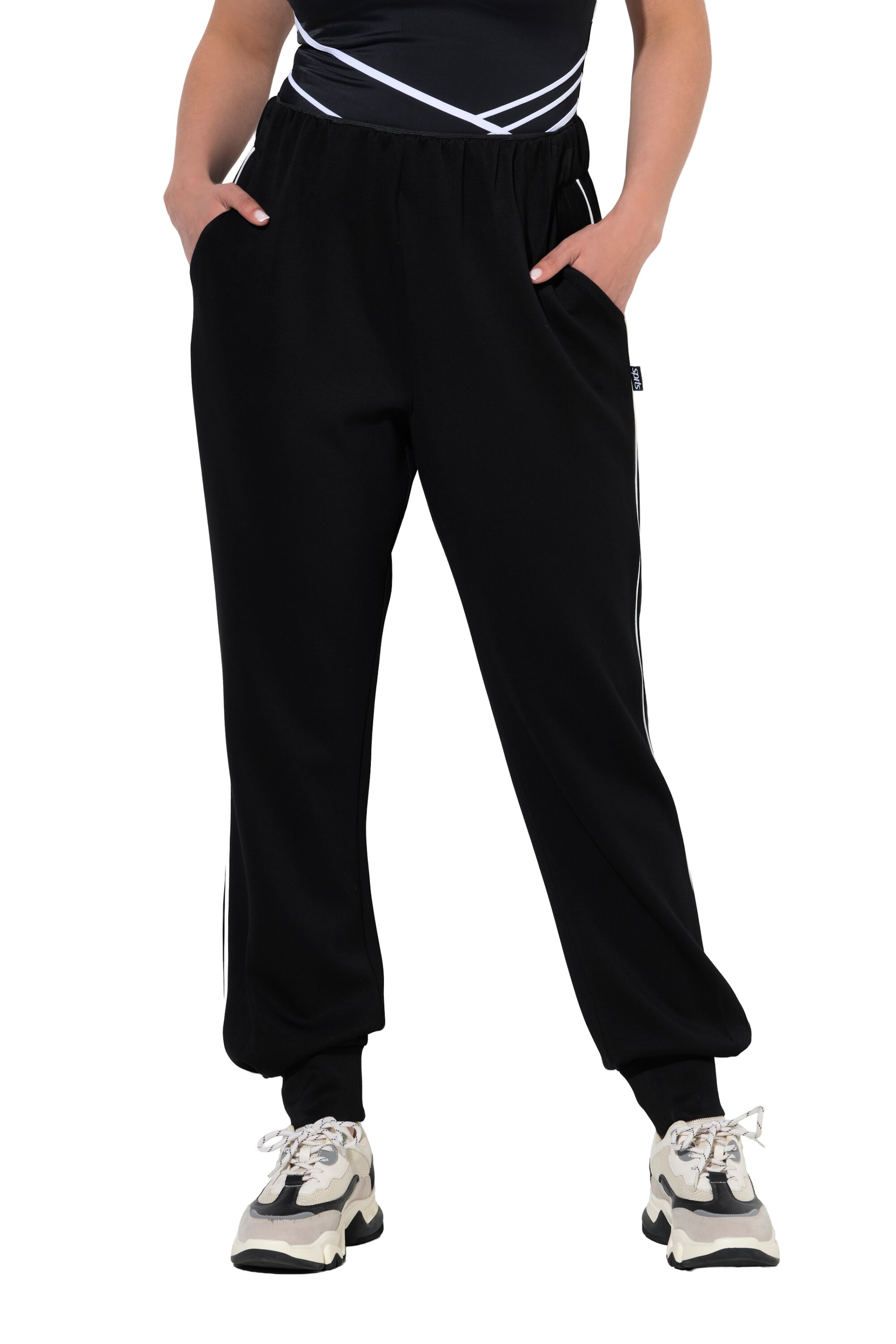 Ulla Popken Tapered Trousers in Black: front