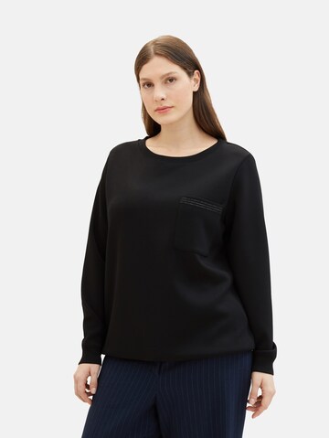 Tom Tailor Women +Sweater majica - crna boja: prednji dio