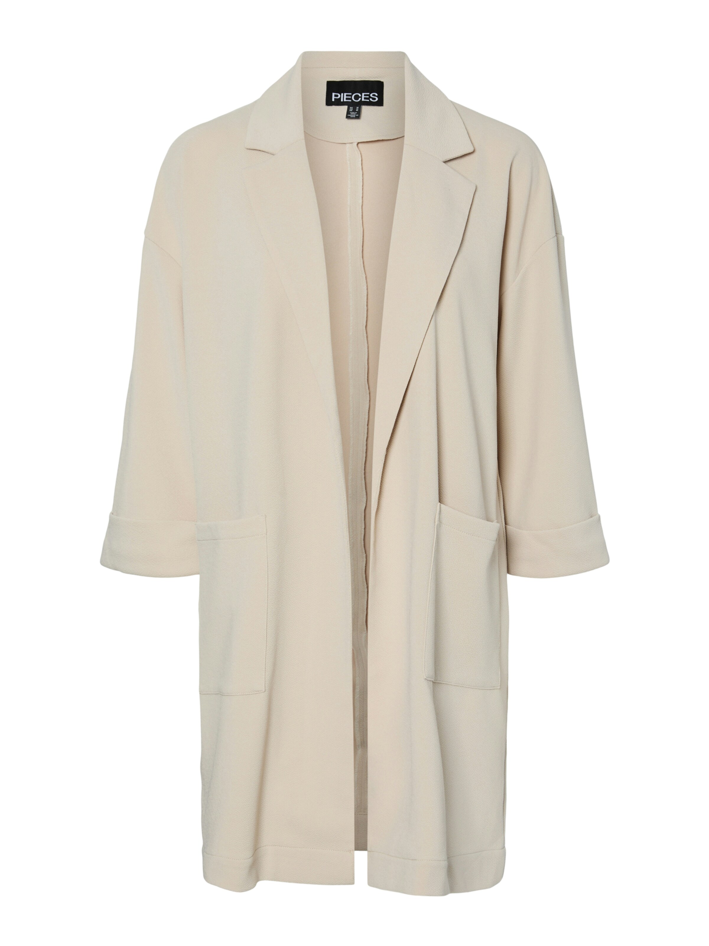 PIECES Pitkä neuletakki 'PCDAISY' värissä harmaa: etupuoli