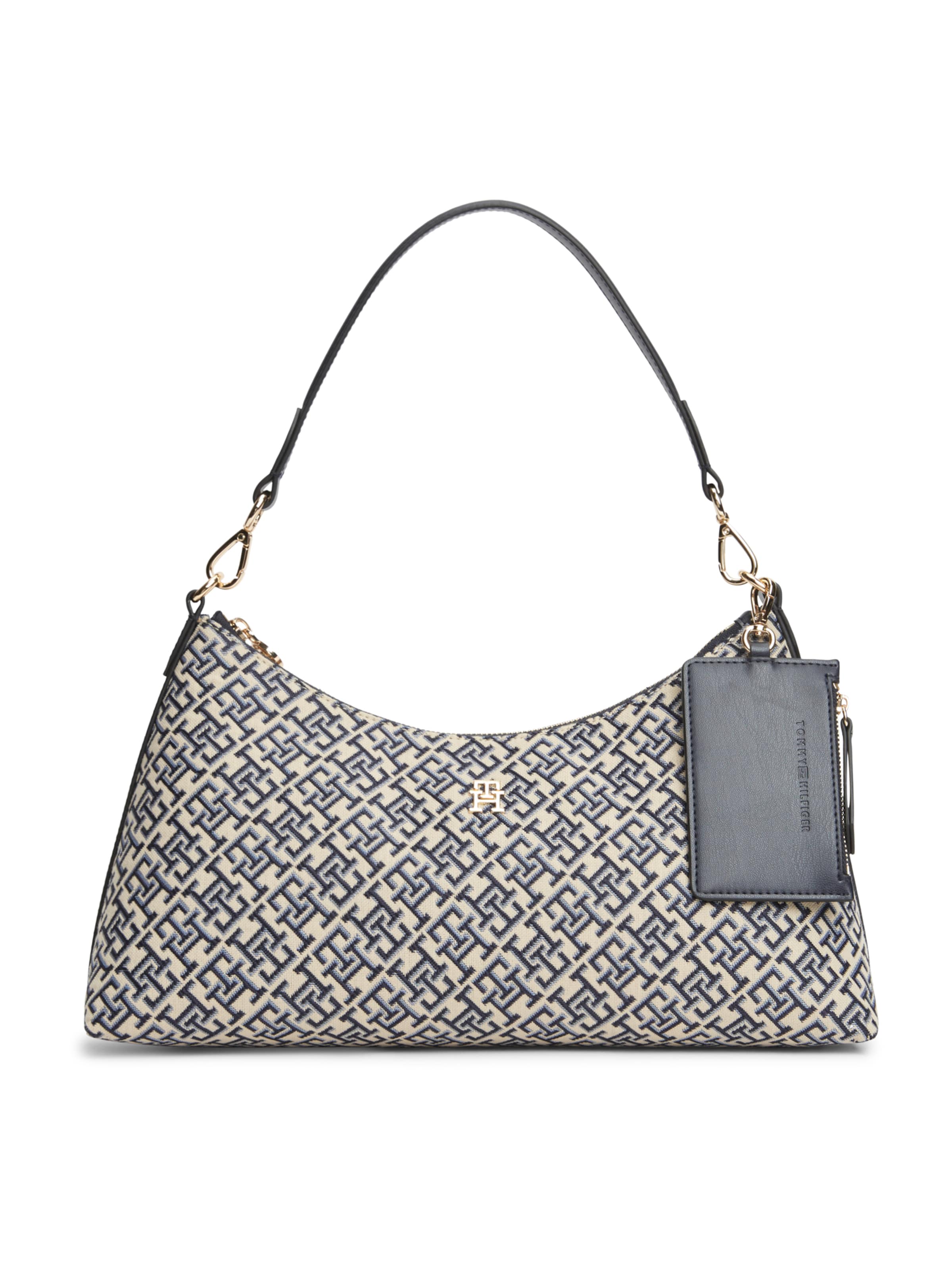 TOMMY HILFIGER Olkalaukku 'JACQUARD' värissä beige / laivastonsininen / vaaleansininen, Tuotenäkymä