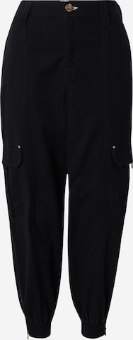 River Island - Tapered Calças de ganga cargo em preto: frente