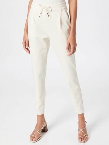 VERO MODA Tapered Bandplooibroek 'Eva' in Wit: voorkant