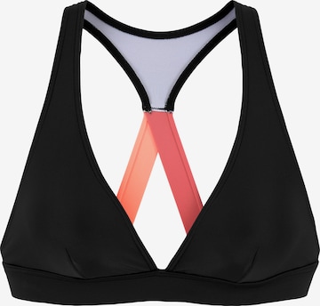 LASCANA ACTIVE Triangle Athletic Bikini Top in Black: front