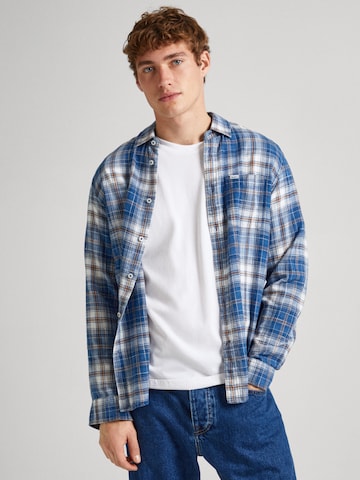 Pepe Jeans Regular fit Button Up Shirt 'Pittsburg' in Blue