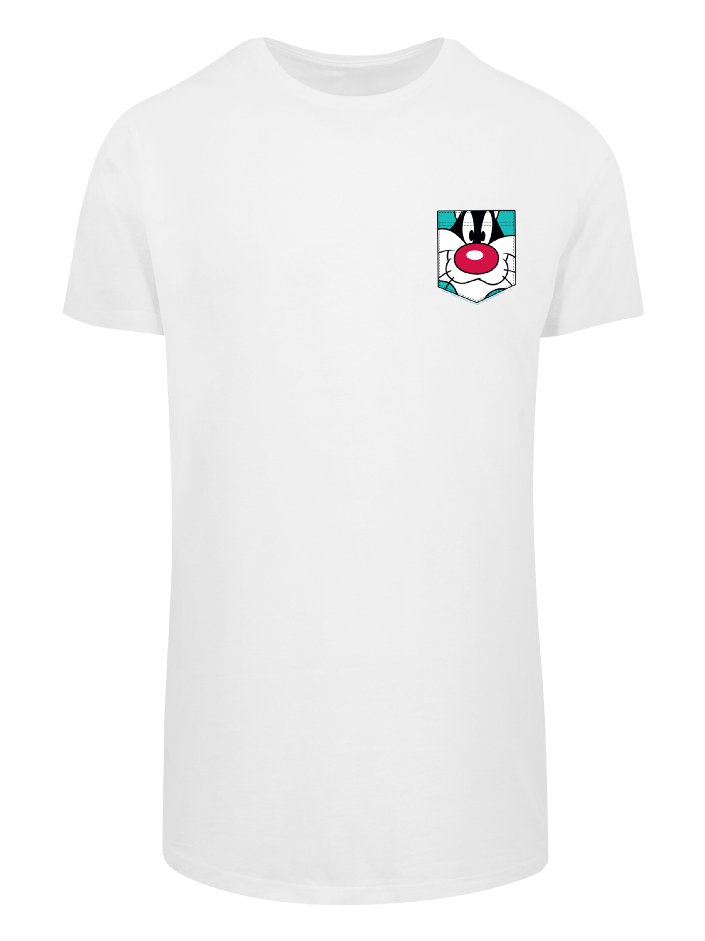 F4NT4STIC Shirt 'Looney Tunes Sylvester Face' in Wit: voorkant