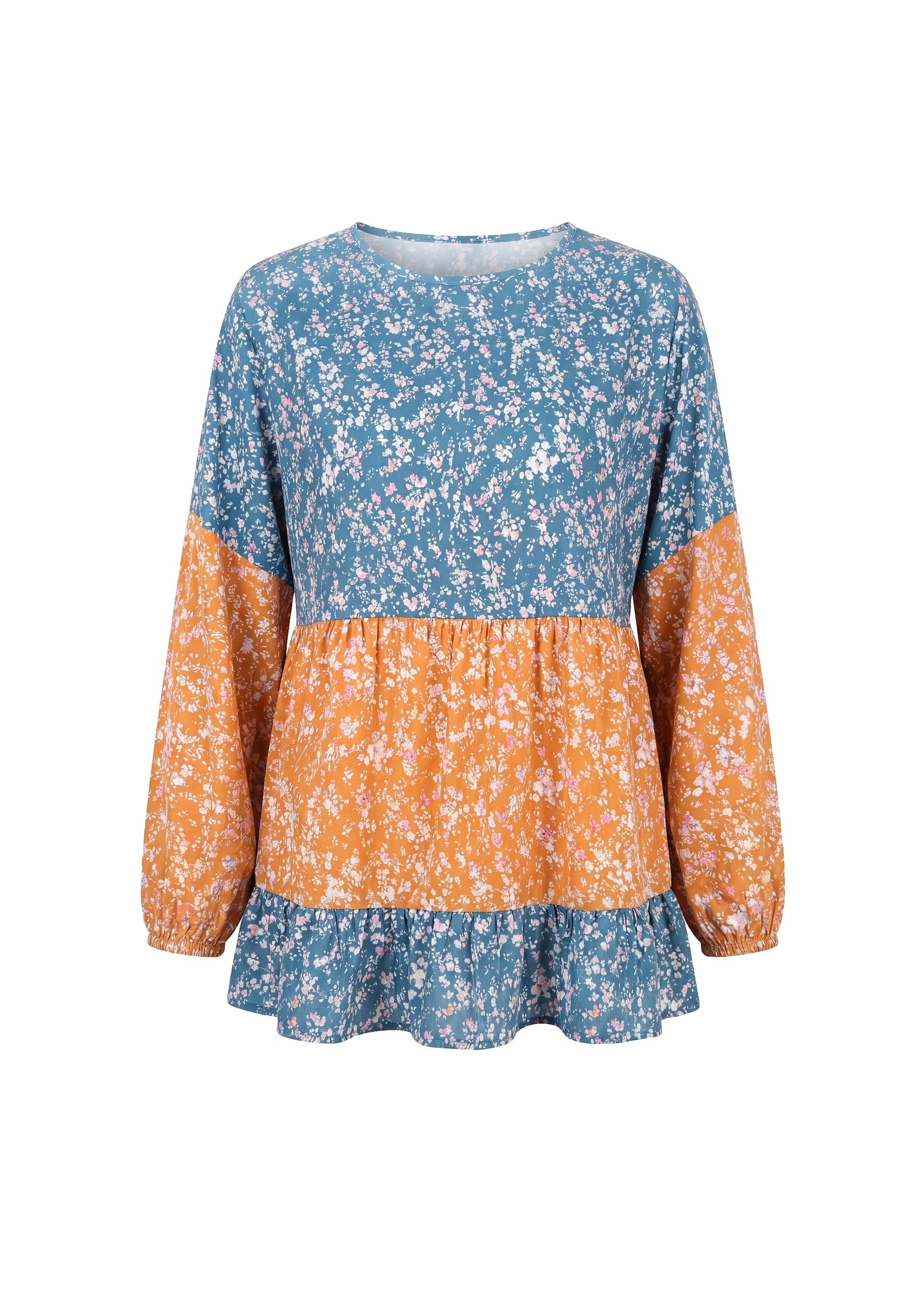usha FESTIVAL Blusa en L en azul / mezcla de colores / naranja, Vista del producto