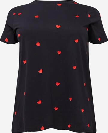 ONLY Carmakoma - Camiseta 'HEART' en negro: frente